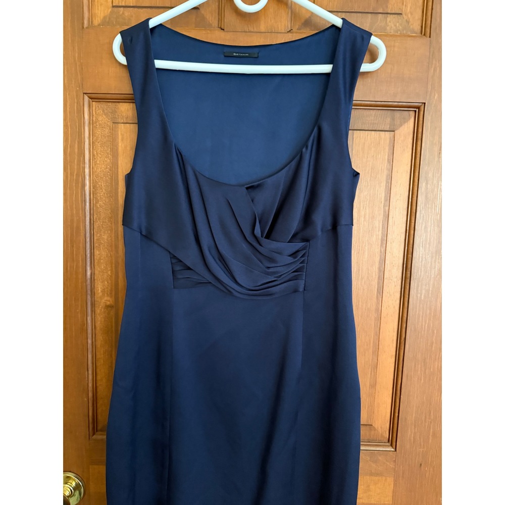 Elie Tahari 100% Silk Dress Womens Size 12 Navy Sleeveless Lined Cocktail-Length